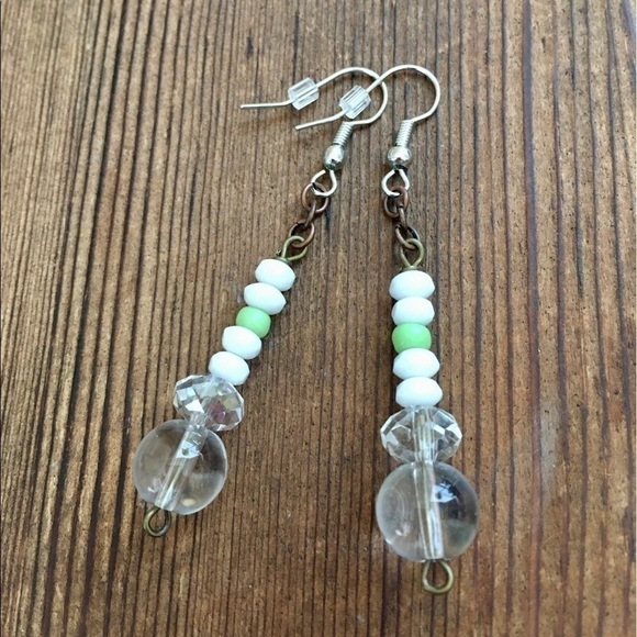 Clear Glass and Crystal Dangle Earrings - Picture 1 of 3